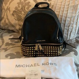 Michael Kors Leather Gold Studded Backpack Purse